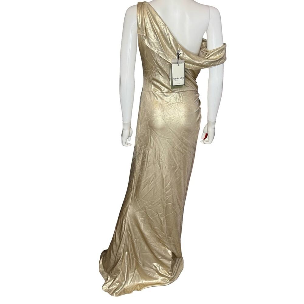 Chiara Boni Gold One-Shoulder Satin Evening Gown - Picture 6 of 12